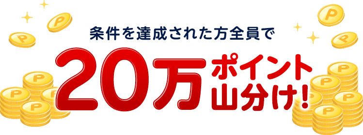 条件を達成された方全員で20万ポイント山分け!