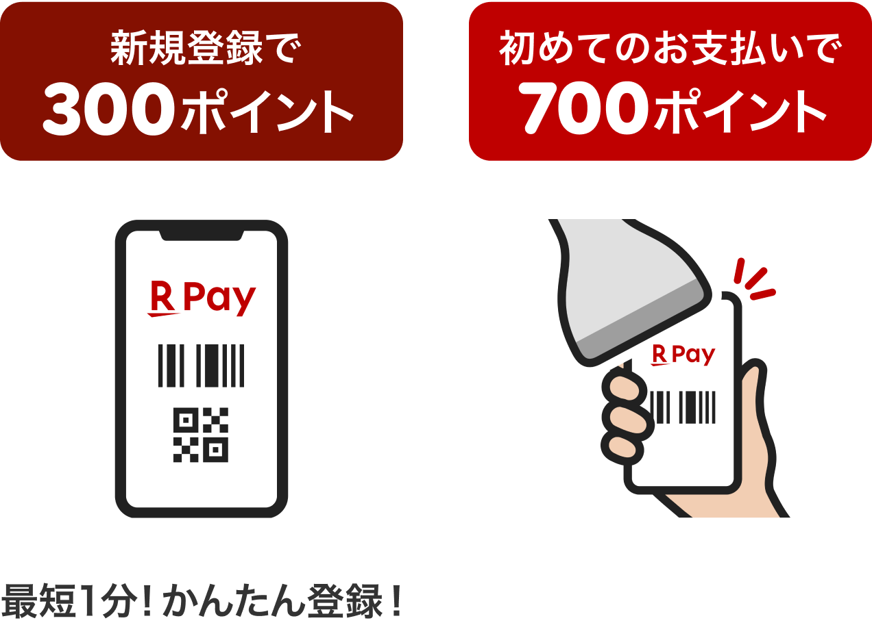 新規登録で300ポイント 初めてのお支払いで700ポイント 最短1分!かんたん登録!