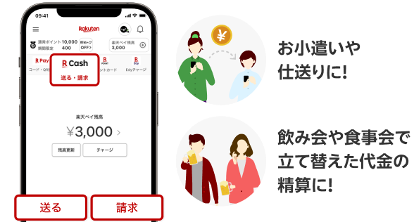 お小遣いや仕送りに！飲み会や食事会で立て替えた代金の精算に！
