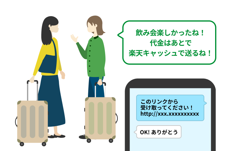 飲み会楽しかったね!代金はあとで楽天キャッシュで送るね!