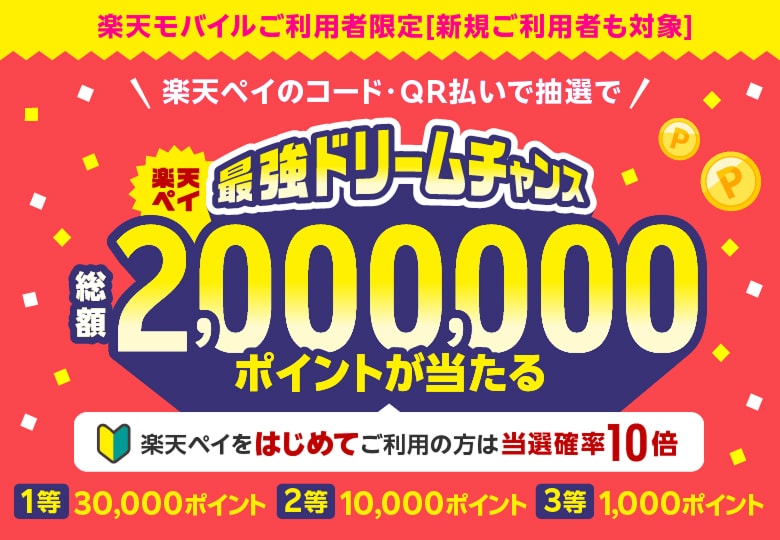 楽天モバイルご利用者限定！抽選で総額200万ポイントが当たる 最強